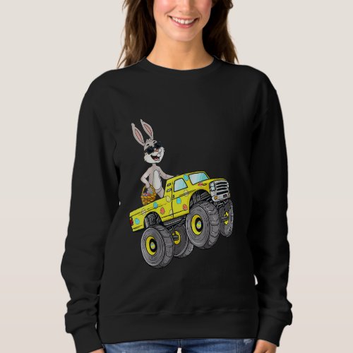 Kids Easter Rabbit Riding Monster Truck Funny Boys Sweatshirt