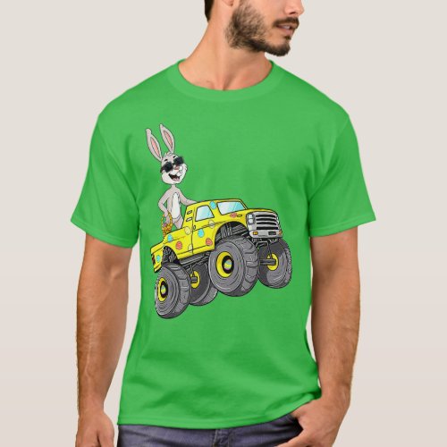 Kids Easter Rabbit Riding Monster Truck Funny Boys T_Shirt