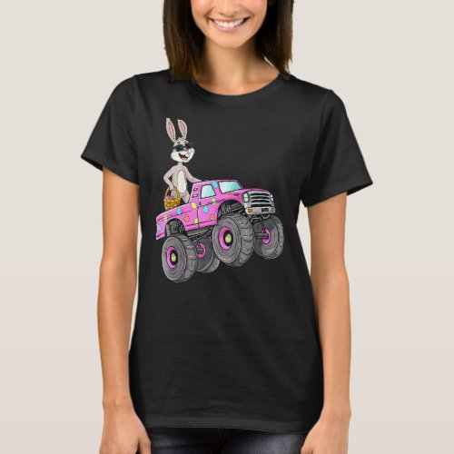 Kids Easter Rabbit Riding Monster Truck Funny Girl T_Shirt