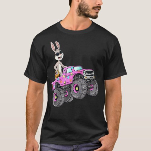 Kids Easter Rabbit Riding Monster Truck Funny Girl T_Shirt