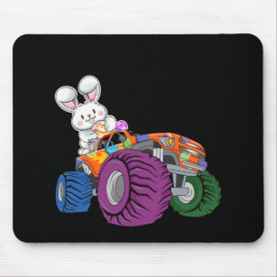 Kids Easter Rabbit Riding Monster Truck Funny Mouse Pad