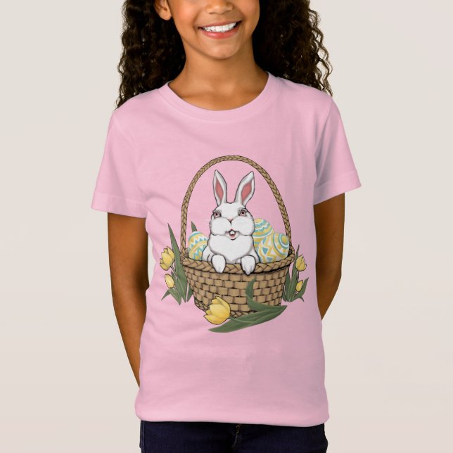 Kid's Easter Shirt Easter Bunny Basket Tee Shirt (Front)