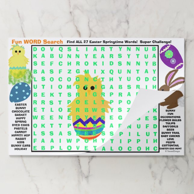 Kids Easter Springtime 27 Word Search Activity Paper Pad (Folded)