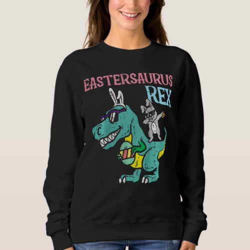 Kids Eastersaurus Rex Trex Bunny Dab Easter Boys K Sweatshirt