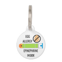 Kids Egg Allergy Epinephrine Inside Emergency Pet Name Tag