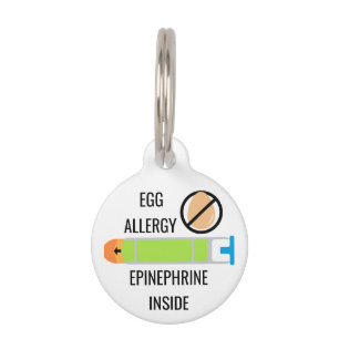 Kids Egg Allergy Epinephrine Inside Emergency Pet Name Tag