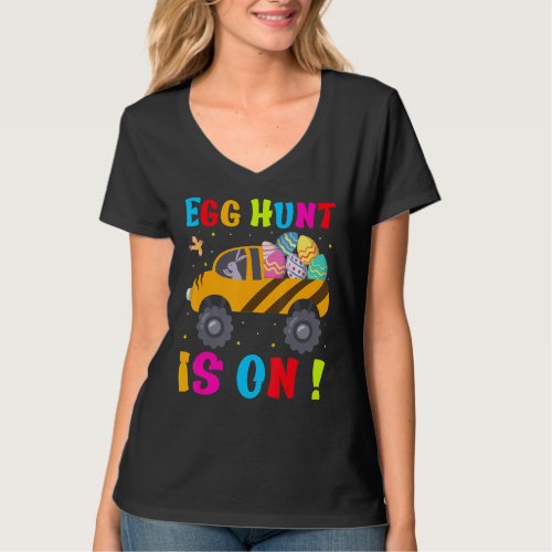 Kids Egg Hunt Is On Tractor Easter Eggs Cute Boys  T_Shirt
