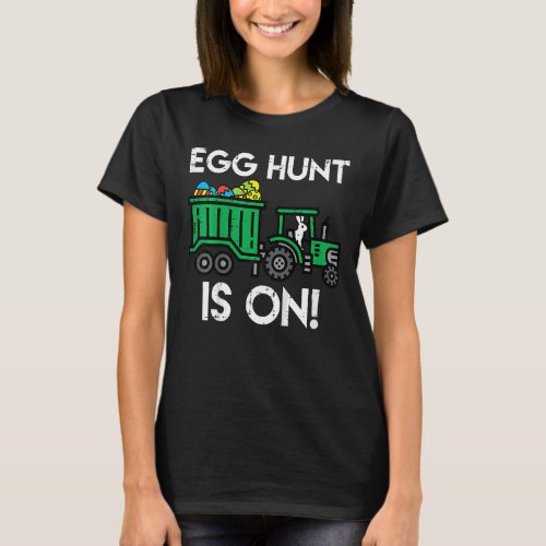 Kids Egg Hunt Is On Tractor Easter Farm Truck Boys T_Shirt