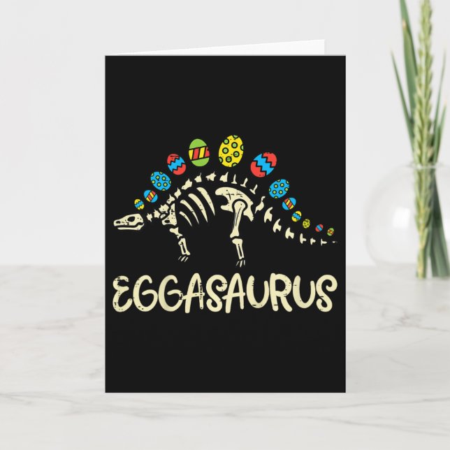 Kids Eggasaurus Easter Stegosaurus Dinosaur Boys K Card (Front)