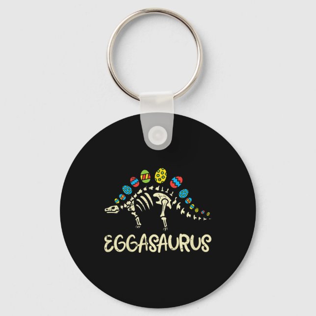 Kids Eggasaurus Easter Stegosaurus Dinosaur Boys K Keychain (Front)