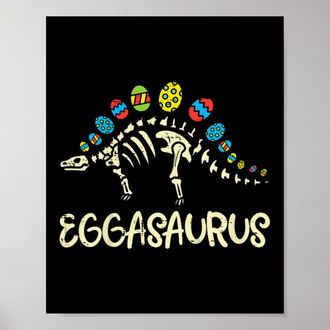 Kids Eggasaurus Easter Stegosaurus Dinosaur Boys K Poster (Front)