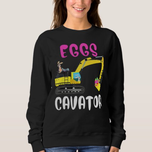 Kids Eggs Cavator Easter Bunny Excavator Cute Boys Sweatshirt