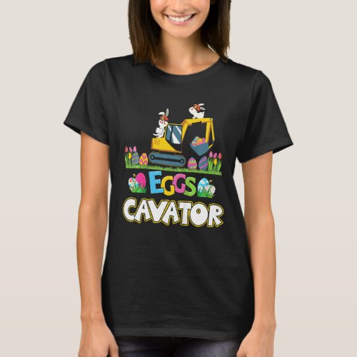 Kids Eggs Cavator Easter Bunny Excavator Cute Boys T_Shirt