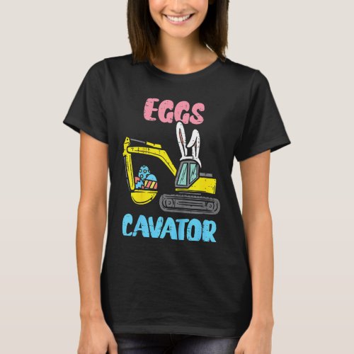 Kids Eggs Cavator Funny Easter Bunny Excavator Boy T_Shirt