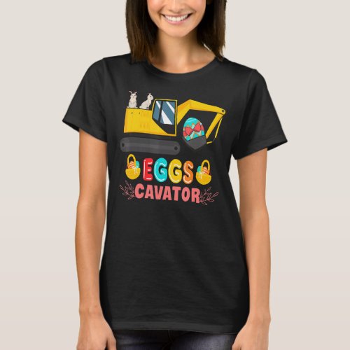 Kids Eggscavator Happy Easter  Excavator Hunting E T_Shirt