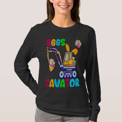 Kids Eggscavator Happy Easter  Excavator Hunting E T_Shirt