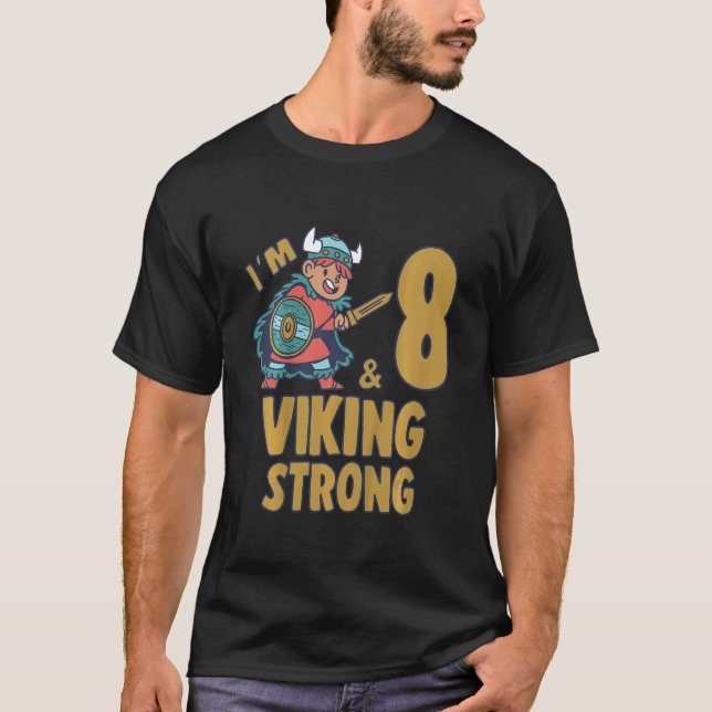 Kids Eight 8yr 8th Viking Birthday Boy I´m 8 Years T-Shirt (Front)