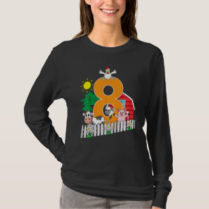 Kids Eighth 8th Birthday Farm Animal Cow Pig Chic T-Shirt