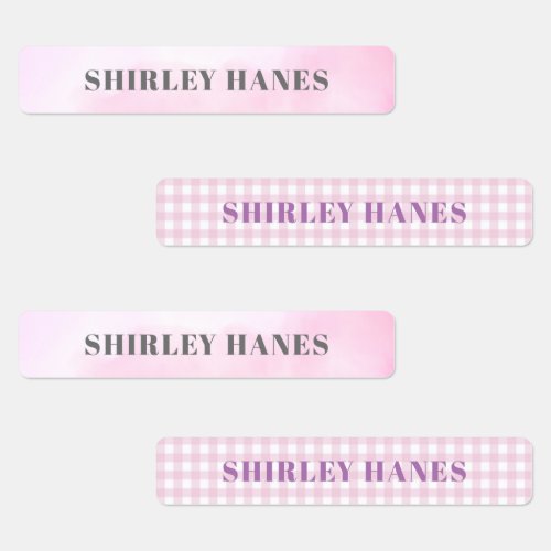 Kids  Elderly Parent Blush Pink Watercolor Name Labels