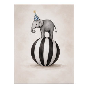 Kids Elephant Circus Theme Poster