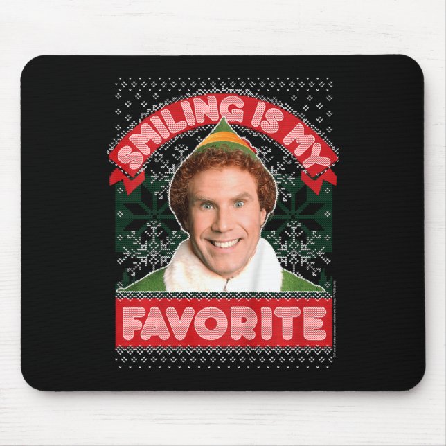 Kids Elf Buddy Smiling Is My Favorite Christmas  Mouse Pad (Front)