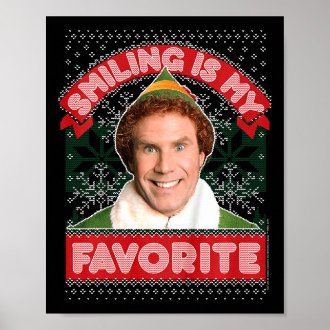 Kids Elf Buddy Smiling Is My Favorite Christmas  Poster (Front)