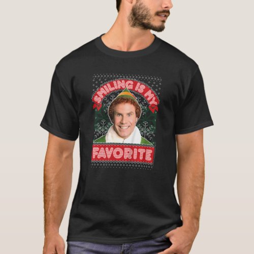 Kids Elf Buddy Smiling Is My Favorite Christmas T_Shirt