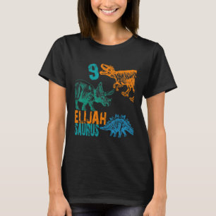 Kids Elijah Saurus 9th Birthday Boys Rex Bday Par T-Shirt