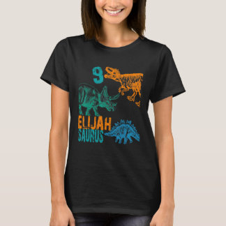 Kids Elijah Saurus 9th Birthday Boys Rex Bday Par T-Shirt
