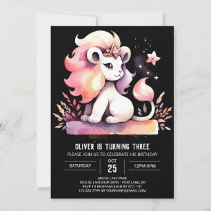 Kids Enchanted Lion Birthday Invitation