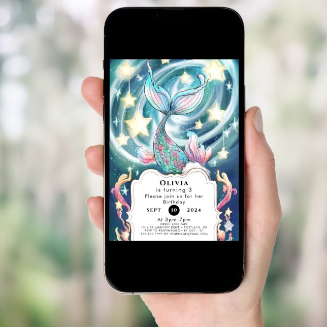 Kids' Enchanted Mermaid Birthday Invitation (Front Digital)