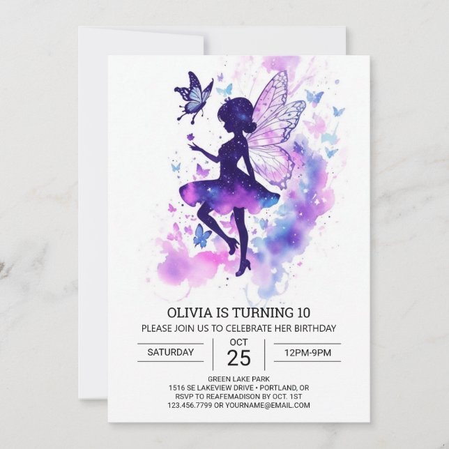  Kids' Enchanting Fairy Birthday Celebration Invitation (Front)