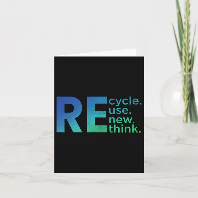 Kid's Environmental Activism - Recycle Reuse Renew Card (Front)