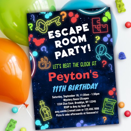 Kids Escape Room Birthday Party Invitation