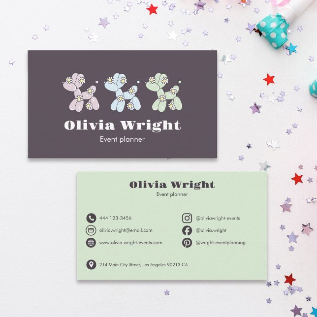 Kids Event Balloon Dogs Party Planner Business Card (Creator Uploaded)