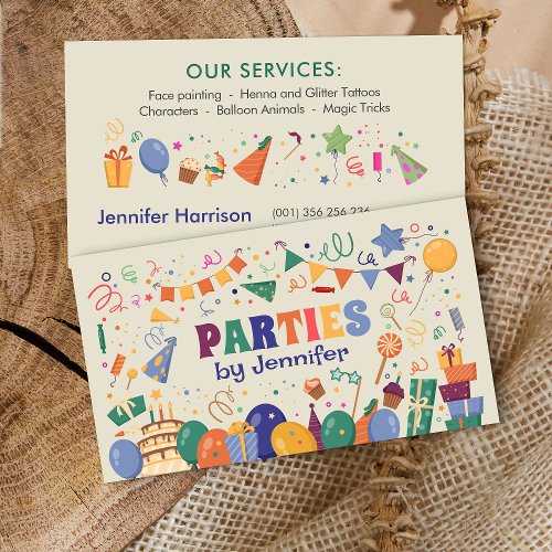 Kids Event Planner _ Cute Whimsical Cartoon Business Card