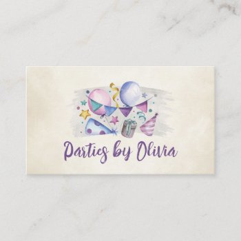 Kids Event Planner - Watercolor Art Business Card by WorkingArt at Zazzle