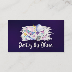 Kids Event Planner - watercolor art on violet Business Card