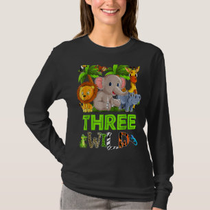 Kids Ever Wild Three 3 Birthday Old Birthday Zoo S T-Shirt