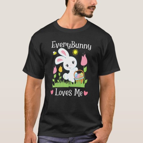 Kids Every Bunny Loves Me Funny Easter Pun Quote B T_Shirt