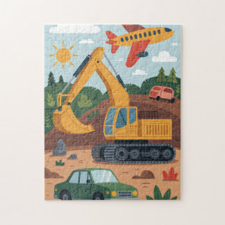 Kids Excavation Trucks Airplane Art Puzzle