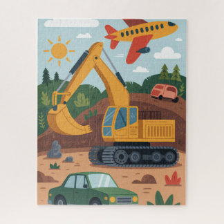 Kids Excavation Trucks Airplane Art Puzzle