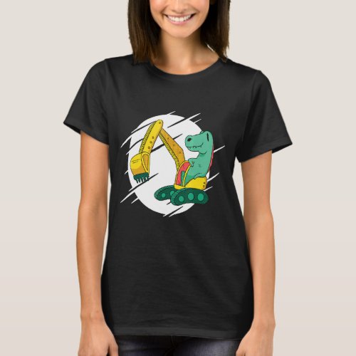 Kids Excavator Dinosaur T_Shirt