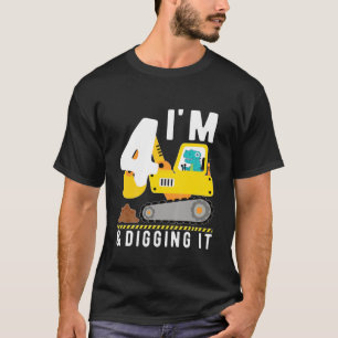 Kids Excavator Dinosaur Vehicle For Birthday Boys T-Shirt