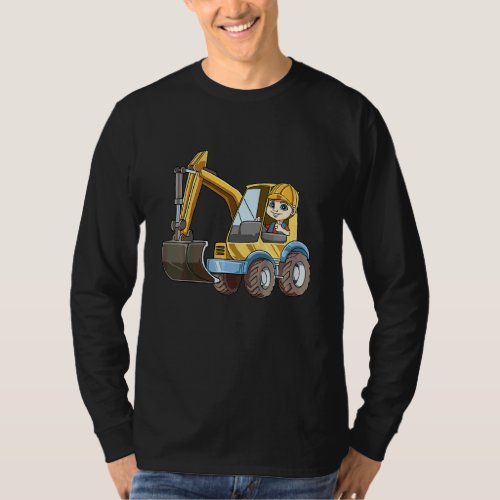 Kids Excavator  Kindergarten Site Manager  Constru T_Shirt