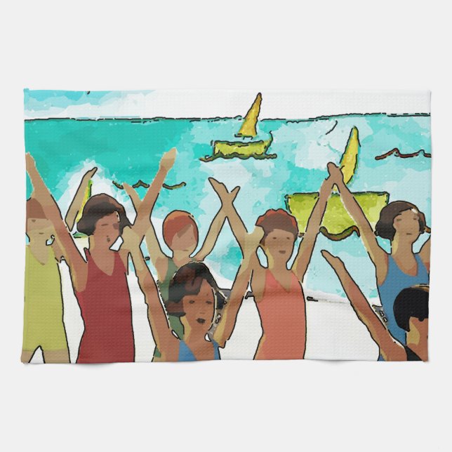 Kids Exercise on Beach Towel (Horizontal)