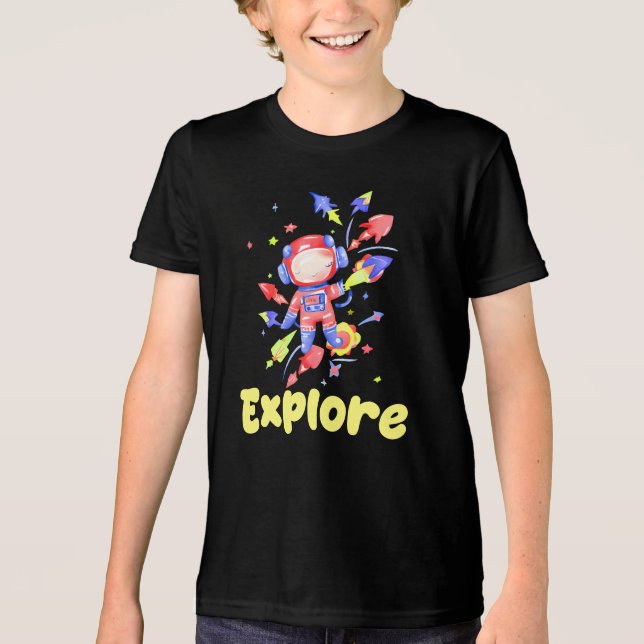Kids Explore Space Tri-Blend Shirt (Front)