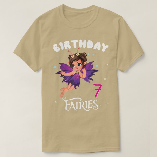 Kids Fairy Birthday Party 7 years old Fairy Birthd T-Shirt (Design Front)