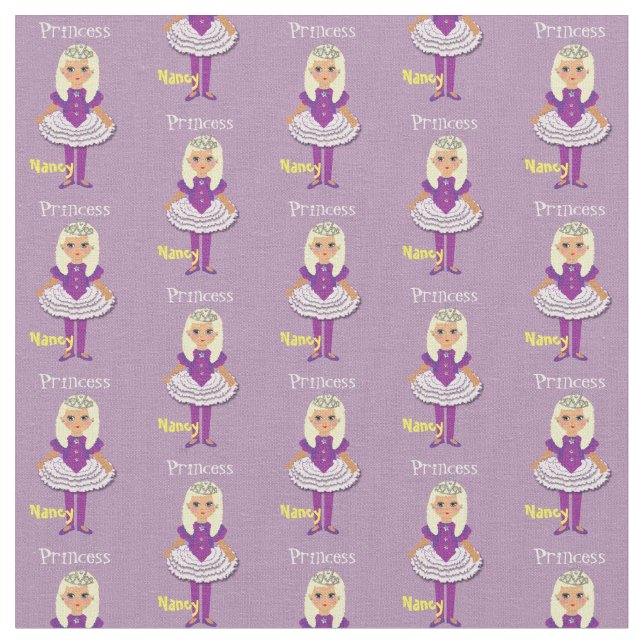 Kids Fairy Princess Personalized Whimsy Print Fabric (Close Up)
