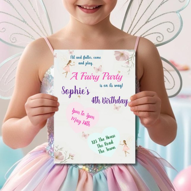 kids fairy themed birthday party fairyland invitation (Creator Uploaded)